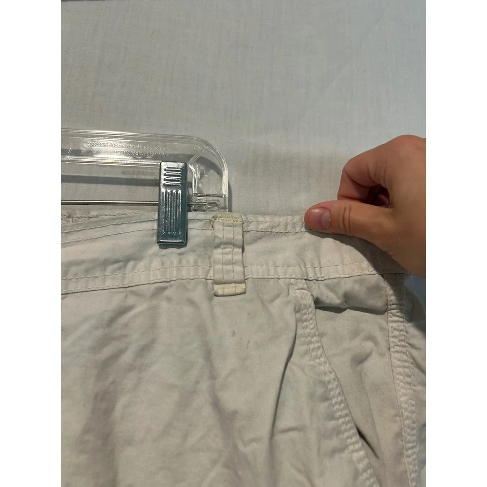 Ditch Plains Ricky Singh Mens Off White Cotton Cargo Shorts Size 40 Utility Zip